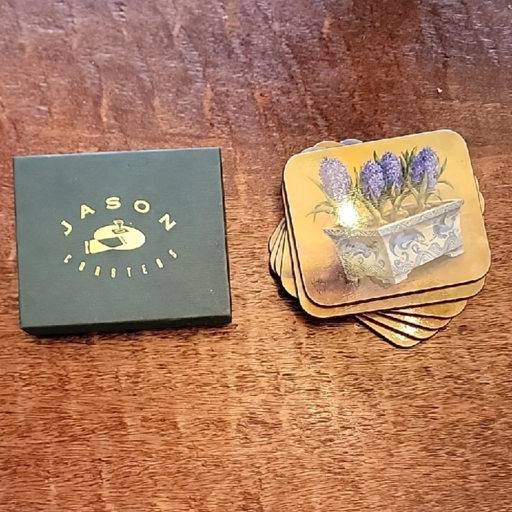 Elegant Blue Floral Coasters High Quality Made In New Zealand Set Of Six